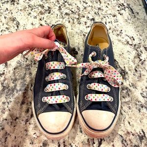 Converse Shoes with Heart Laces Navy Blue Size 6